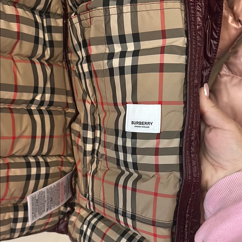 Burberry Burgundy Jacket with Classic Plaid Lining